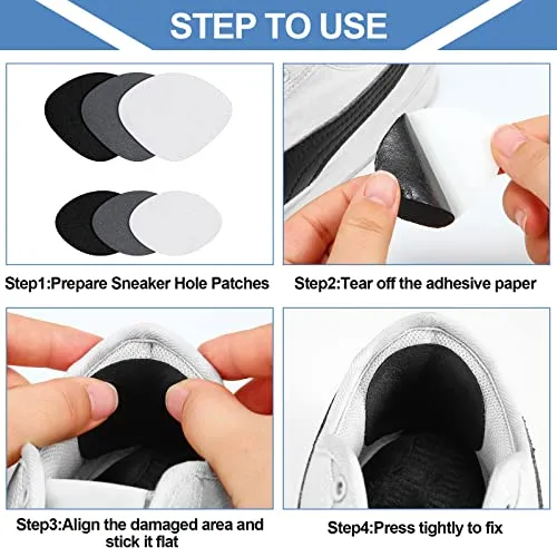 12 Pairs Sneaker Heel Repair Shoe Heel Patch Hole Wear Prevention Insert Quick Patch Shoe Hole Repair Patch Kit for Sneaker, Leather Shoes, High Heels, Black