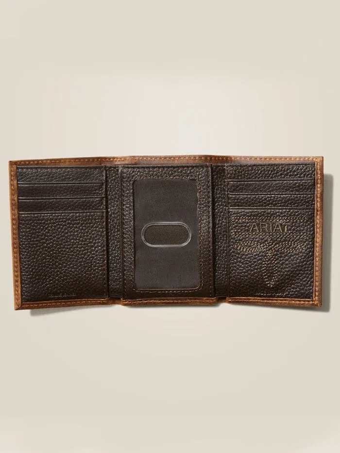Ariat A3545402 Mens Trifold American Flag Wallet Bark