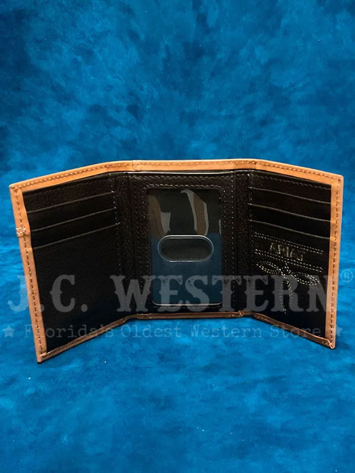 Ariat A3561748 Mens Calf Hair Basket Weave Trifold Wallet Natural