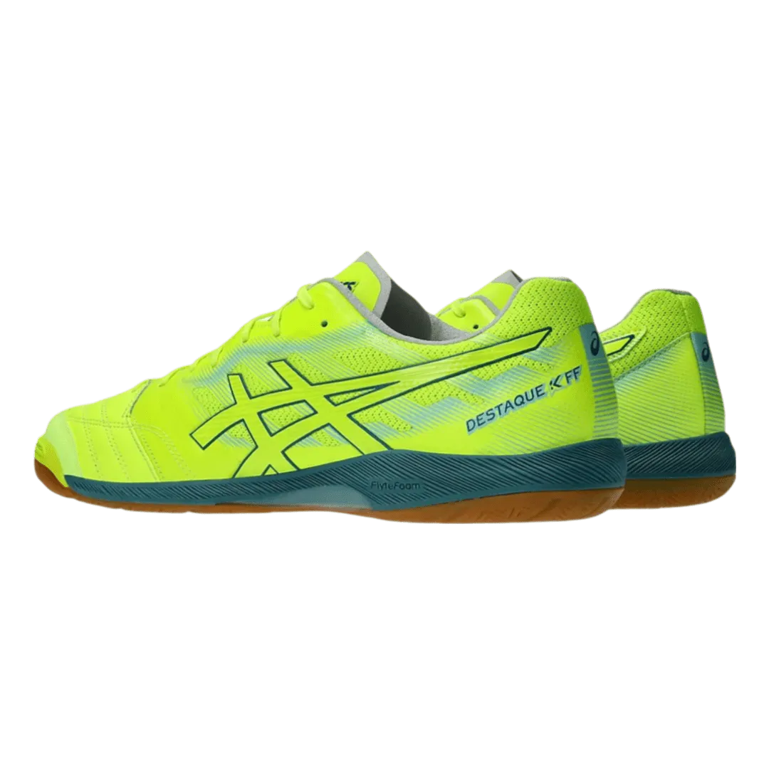 Asics Destaque K FF Senior Indoor Football Boots - Safety Yellow/Atlantis Blue