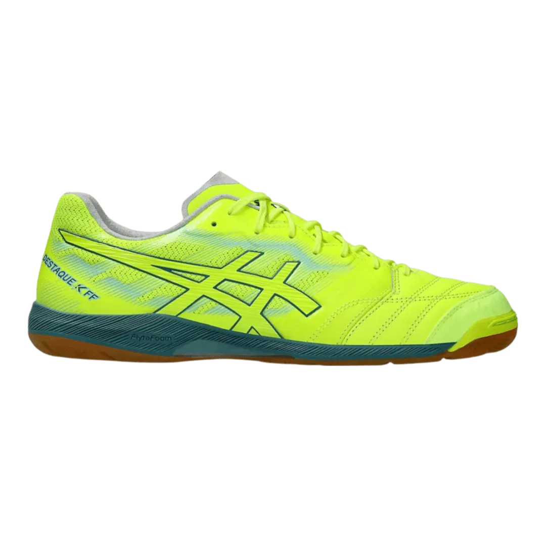 Asics Destaque K FF Senior Indoor Football Boots - Safety Yellow/Atlantis Blue