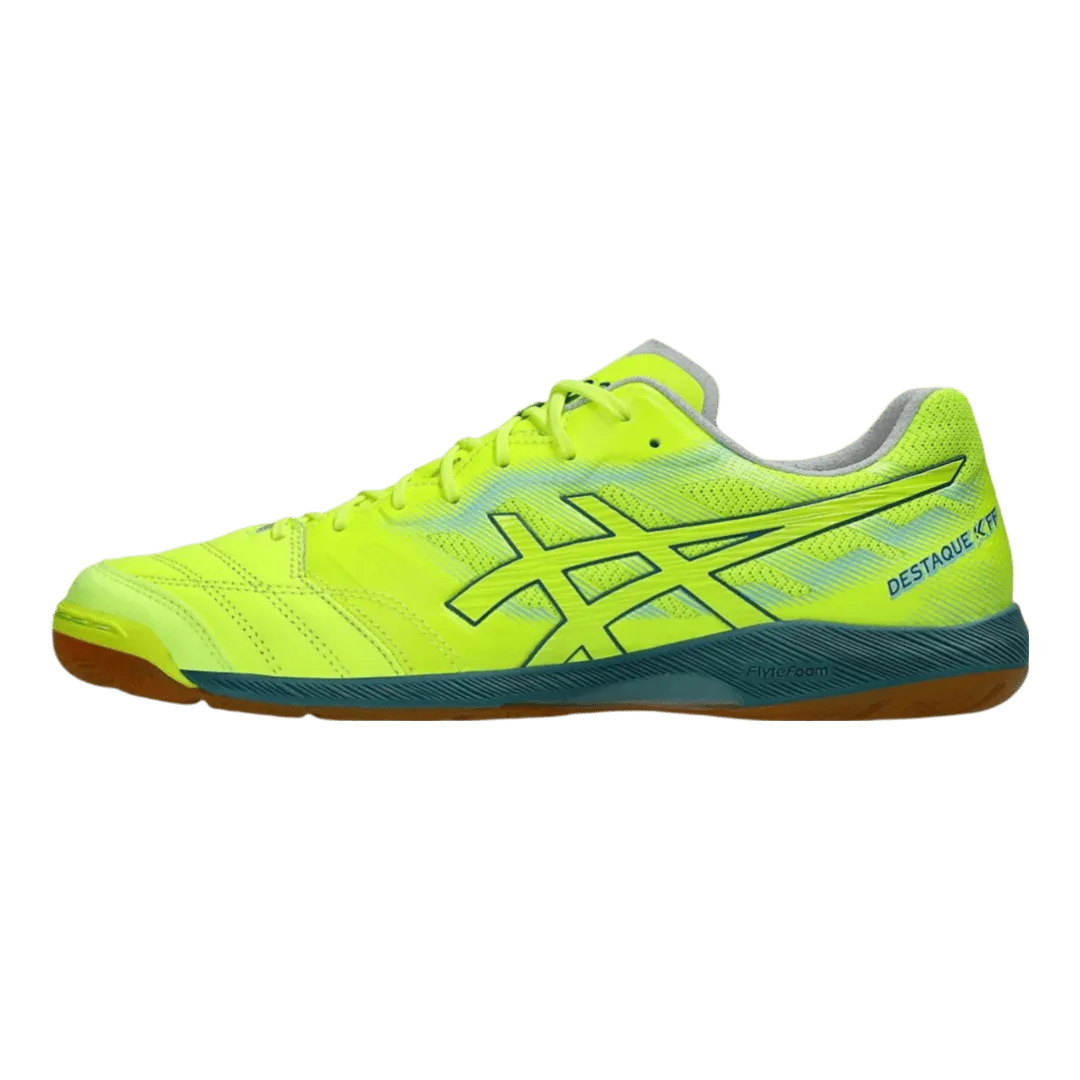 Asics Destaque K FF Senior Indoor Football Boots - Safety Yellow/Atlantis Blue