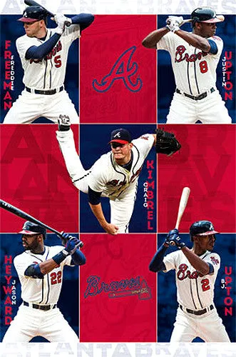 Atlanta Braves "Five Stars" (2014) MLB Superstars Action Poster - Costacos Sports