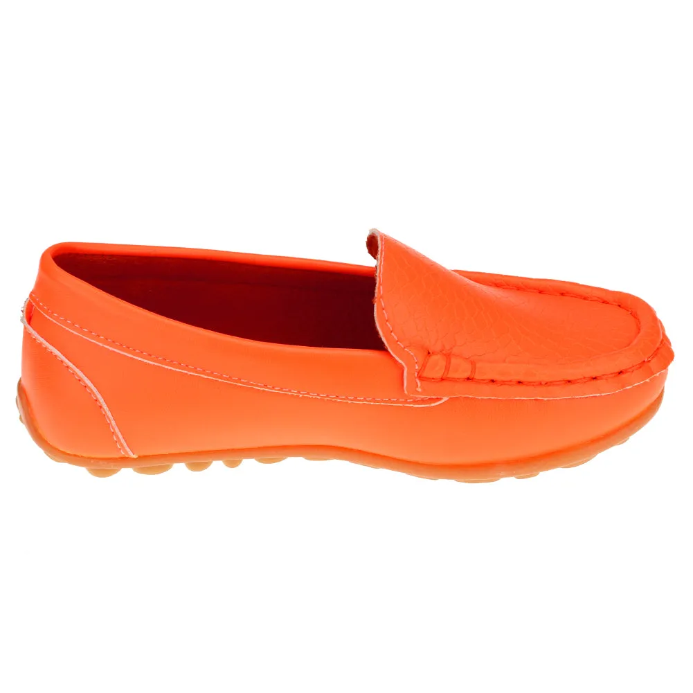 Boys Girls Loafer Shoes Soft Synthetic Leather Slip On Moccasin Flat Boat Dress Shoes(Toddler/Little Kid/Big Kid)
