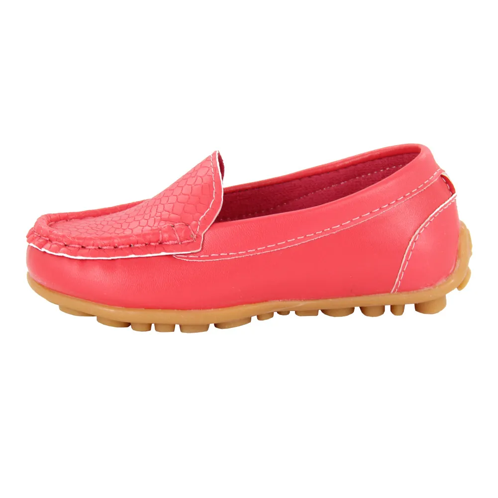 Boys Girls Loafer Shoes Soft Synthetic Leather Slip On Moccasin Flat Boat Dress Shoes(Toddler/Little Kid/Big Kid)