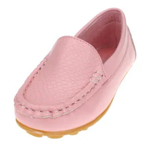 Boys Girls Loafer Shoes Soft Synthetic Leather Slip On Moccasin Flat Boat Dress Shoes(Toddler/Little Kid/Big Kid)