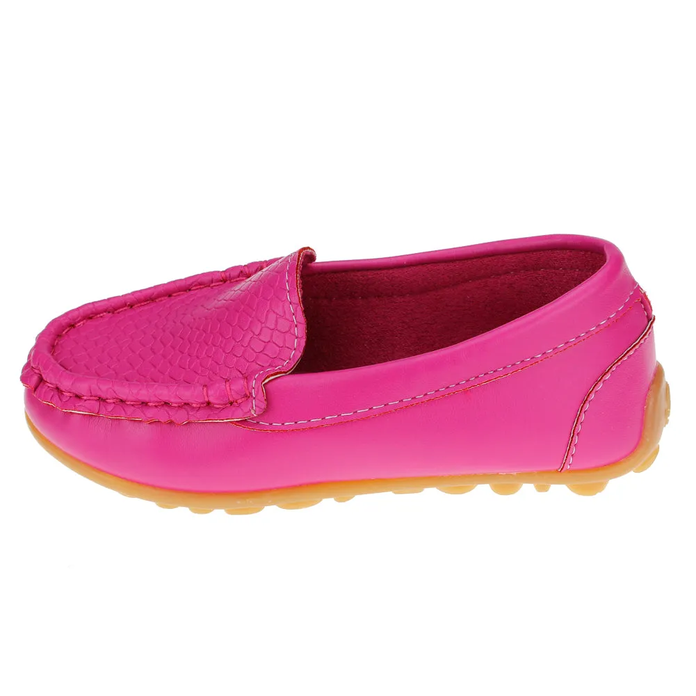 Boys Girls Loafer Shoes Soft Synthetic Leather Slip On Moccasin Flat Boat Dress Shoes(Toddler/Little Kid/Big Kid)