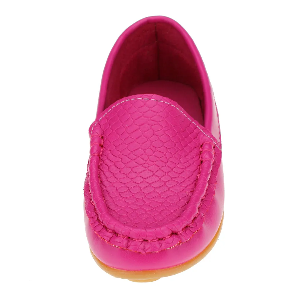 Boys Girls Loafer Shoes Soft Synthetic Leather Slip On Moccasin Flat Boat Dress Shoes(Toddler/Little Kid/Big Kid)