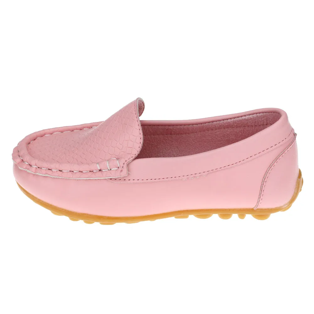Boys Girls Loafer Shoes Soft Synthetic Leather Slip On Moccasin Flat Boat Dress Shoes(Toddler/Little Kid/Big Kid)