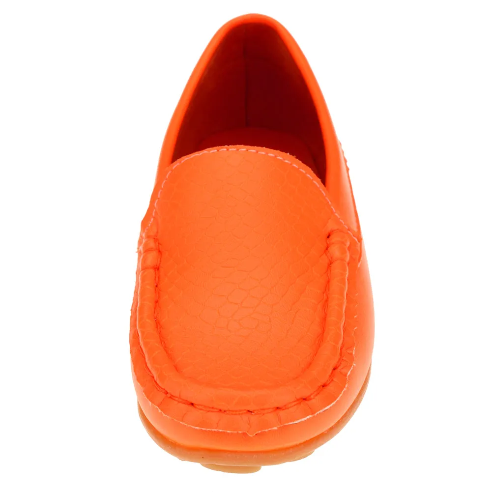 Boys Girls Loafer Shoes Soft Synthetic Leather Slip On Moccasin Flat Boat Dress Shoes(Toddler/Little Kid/Big Kid)