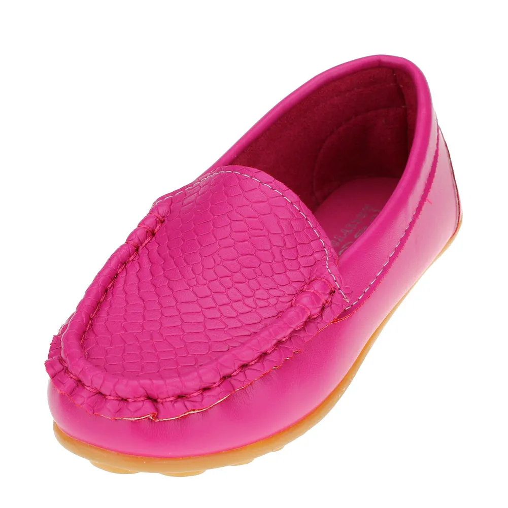 Boys Girls Loafer Shoes Soft Synthetic Leather Slip On Moccasin Flat Boat Dress Shoes(Toddler/Little Kid/Big Kid)