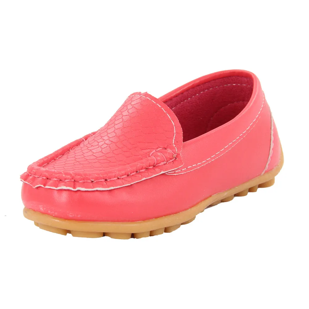 Boys Girls Loafer Shoes Soft Synthetic Leather Slip On Moccasin Flat Boat Dress Shoes(Toddler/Little Kid/Big Kid)