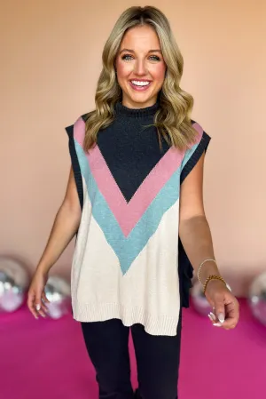 Charcoal Multi Side Tie Sweater Vest