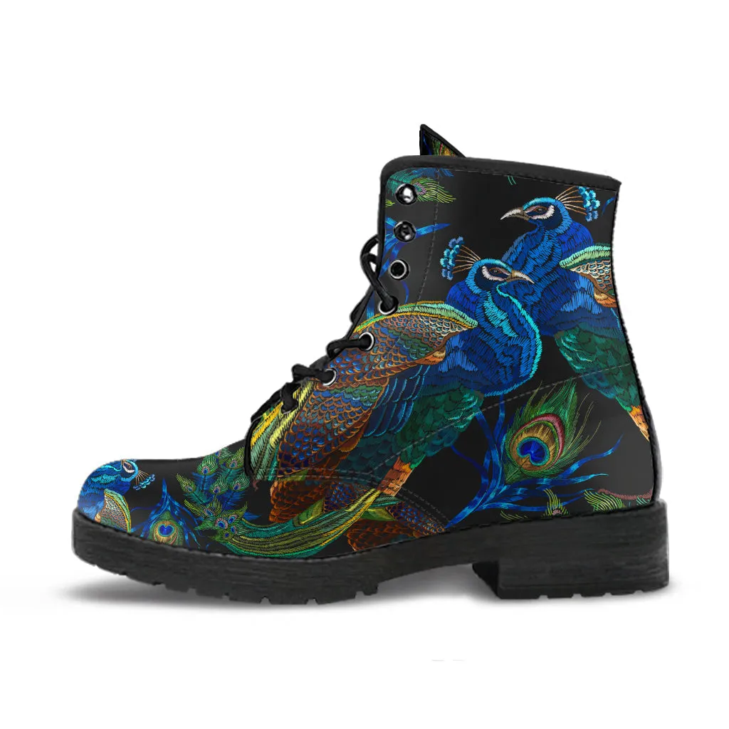 Combat Boots - Peacock #101 | Boho Shoes, Handmade Lace Up Boots, Vegan Leather Lace Up Boots Women, 90s Boots, 2000s Boots