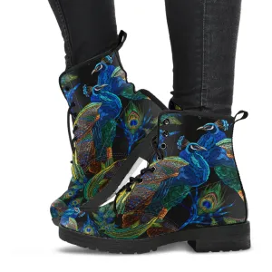 Combat Boots - Peacock #101 | Boho Shoes, Handmade Lace Up Boots, Vegan Leather Lace Up Boots Women, 90s Boots, 2000s Boots