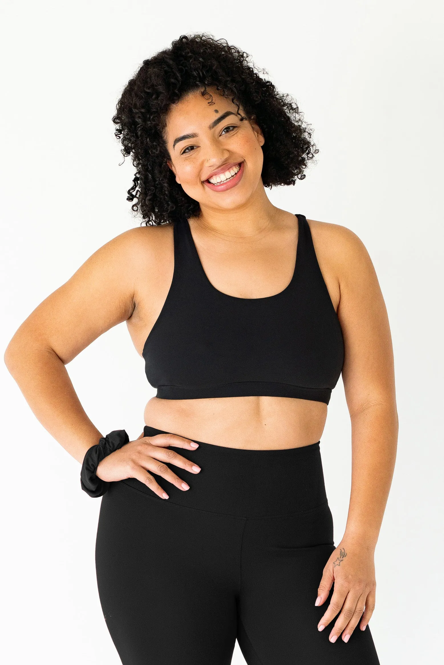 Crossed Back Sports Bra | Black