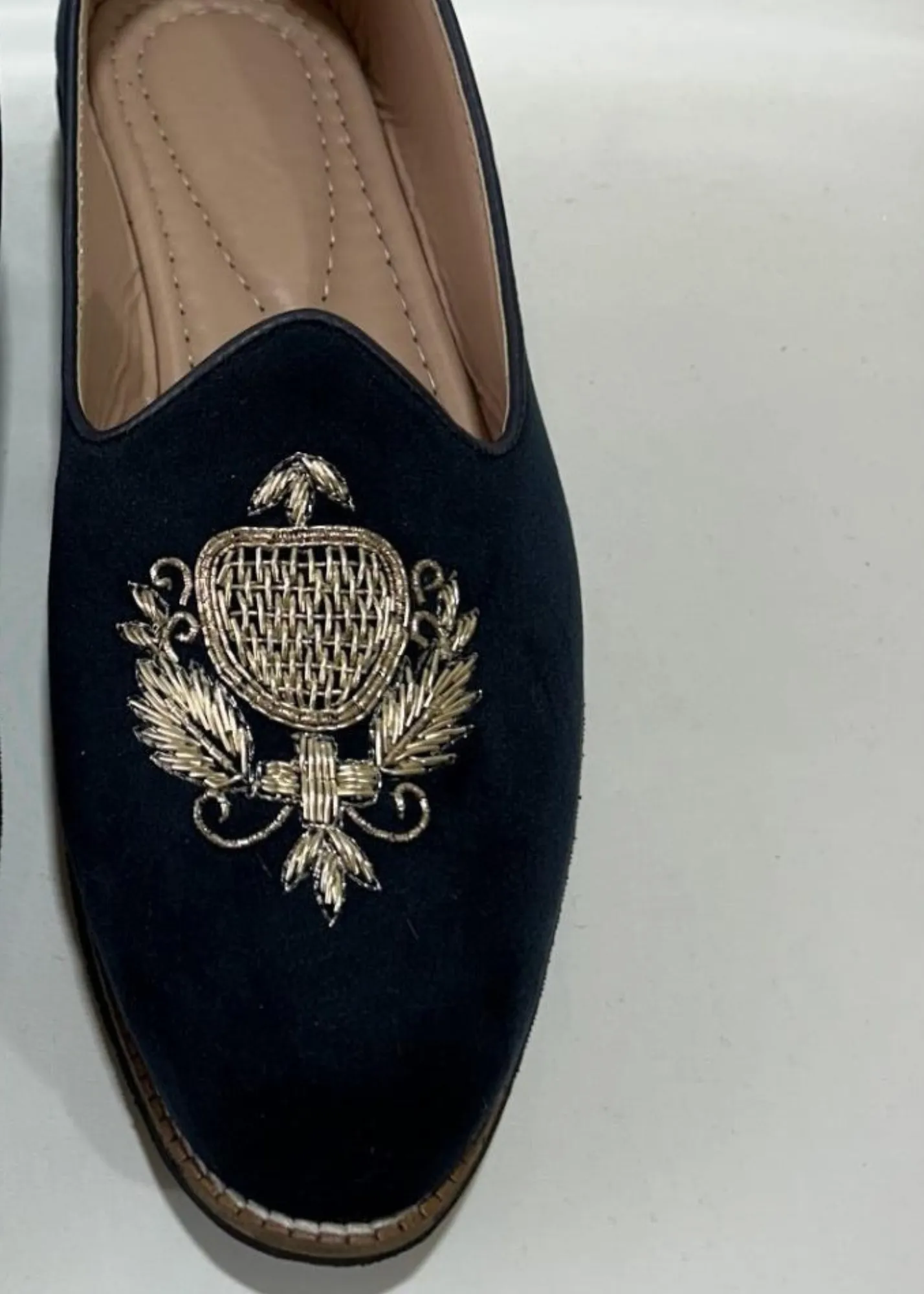 DARK NAVY BLUE SUEDE HANDWORK SHOES FOR MEN