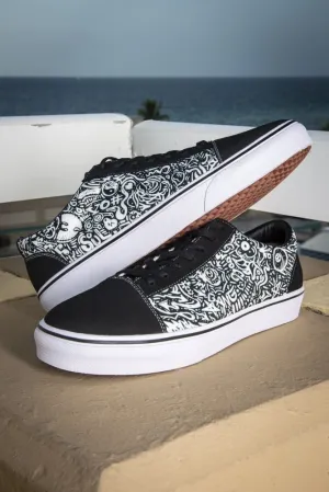 Devious Doodle Print Ladies Low Top Skate Sneaker
