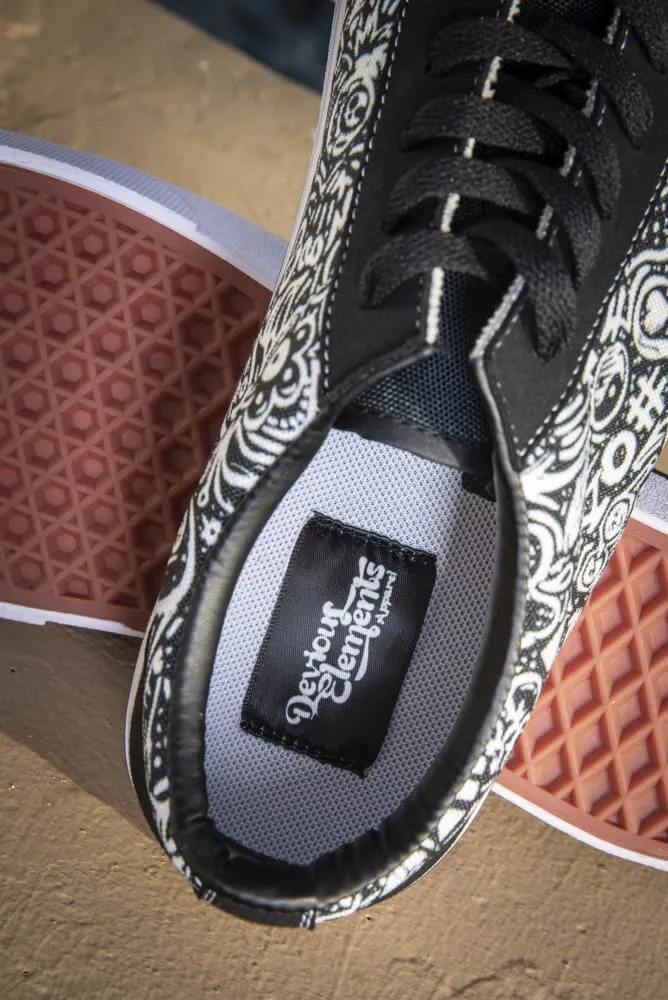 Devious Doodle Print Ladies Low Top Skate Sneaker