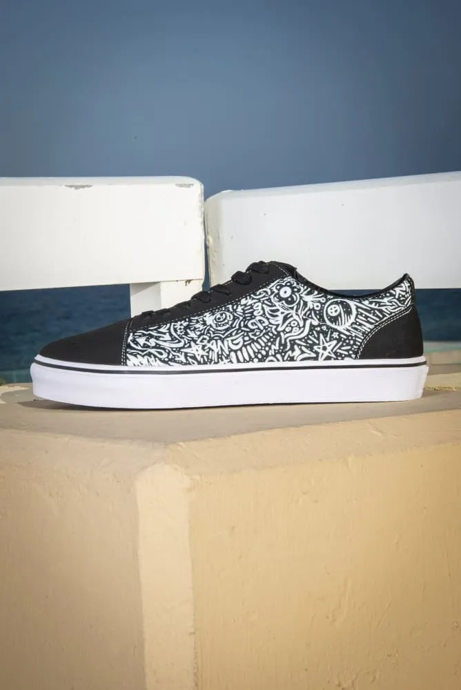 Devious Doodle Print Ladies Low Top Skate Sneaker