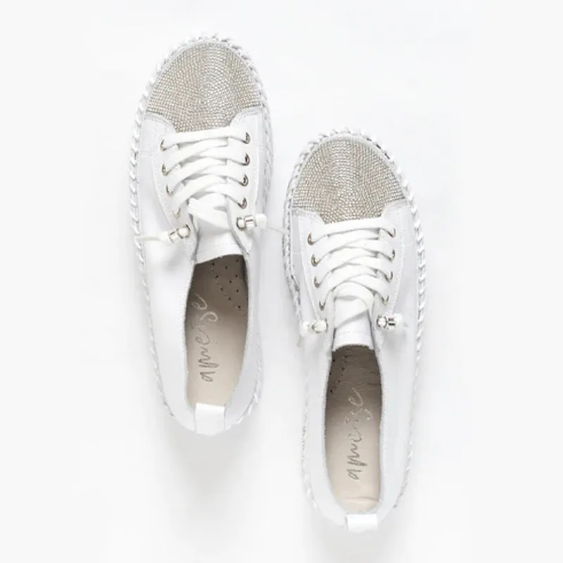 ✨💎DIAMOND SILVER LEATHER SNEAKERS💎✨