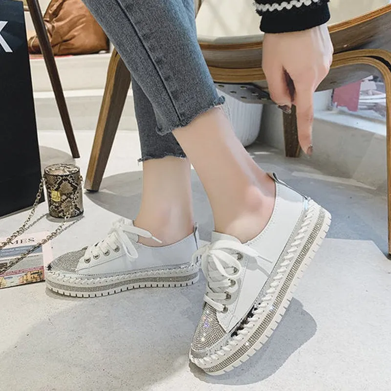 ✨💎DIAMOND SILVER LEATHER SNEAKERS💎✨