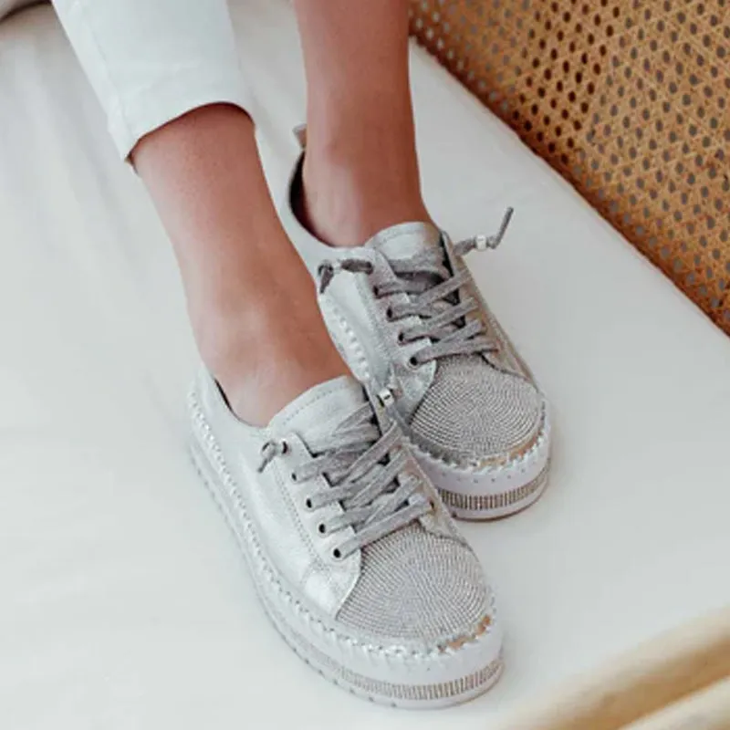 ✨💎DIAMOND SILVER LEATHER SNEAKERS💎✨
