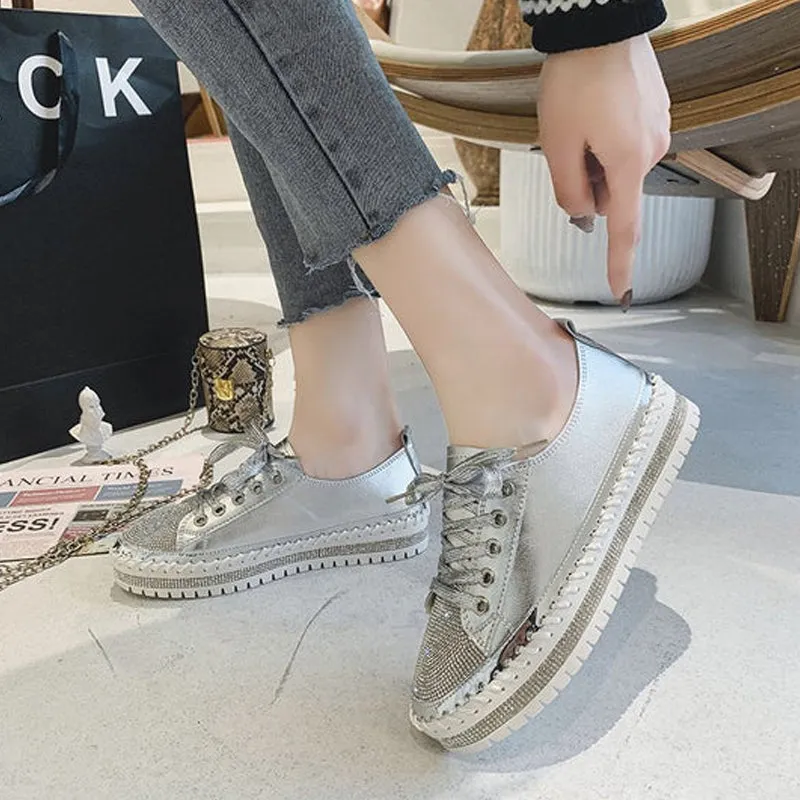 ✨💎DIAMOND SILVER LEATHER SNEAKERS💎✨