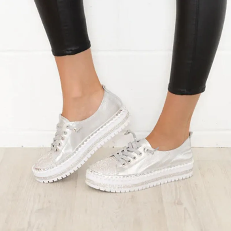 ✨💎DIAMOND SILVER LEATHER SNEAKERS💎✨