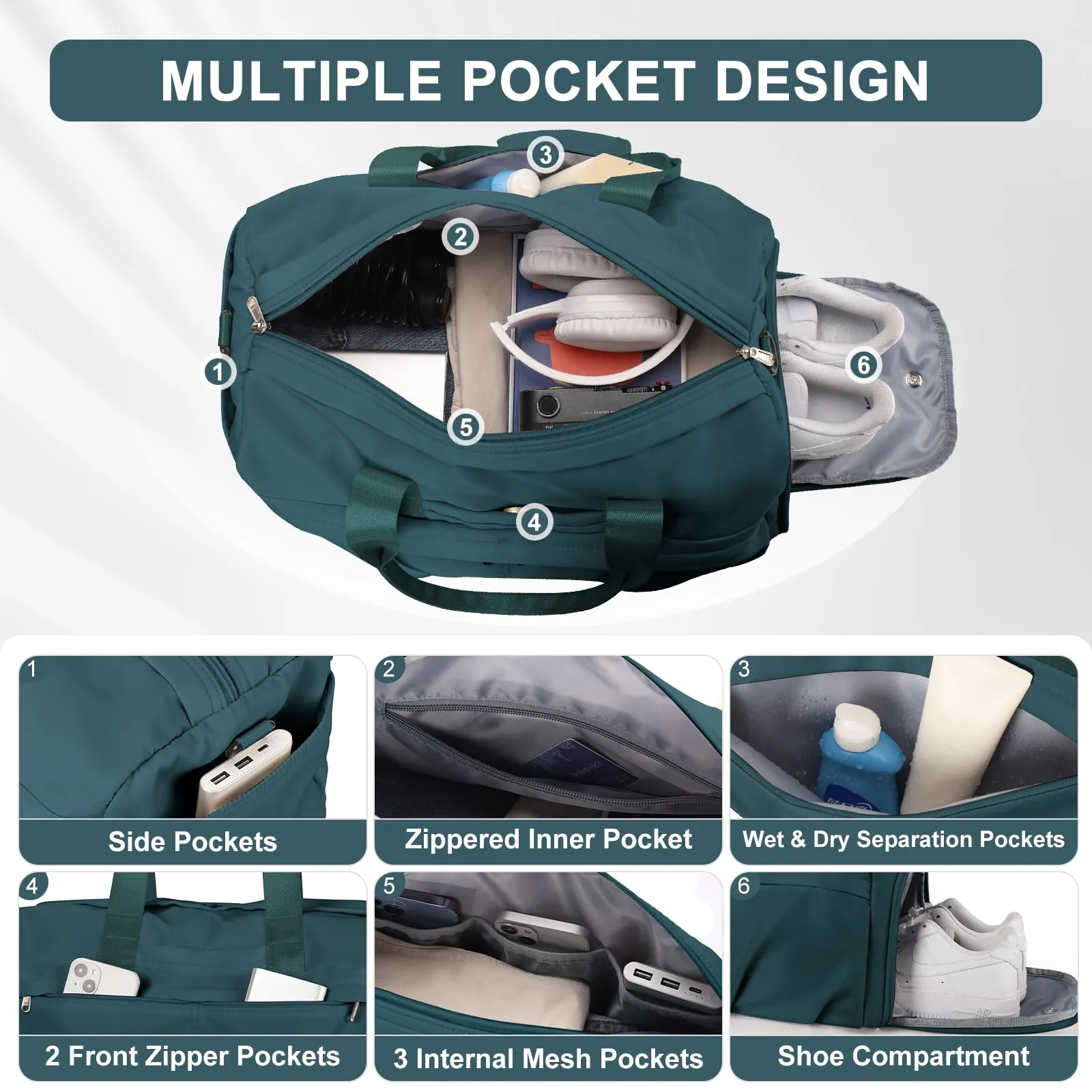 Duffel bag sports bag with shoe compartment travel bag weekender travel bag hand luggage bag for airplane