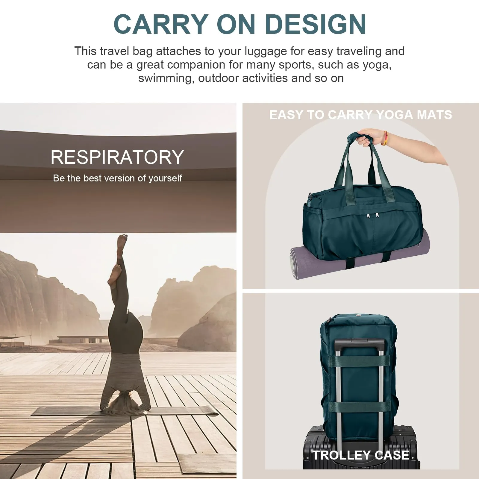 Duffel bag sports bag with shoe compartment travel bag weekender travel bag hand luggage bag for airplane