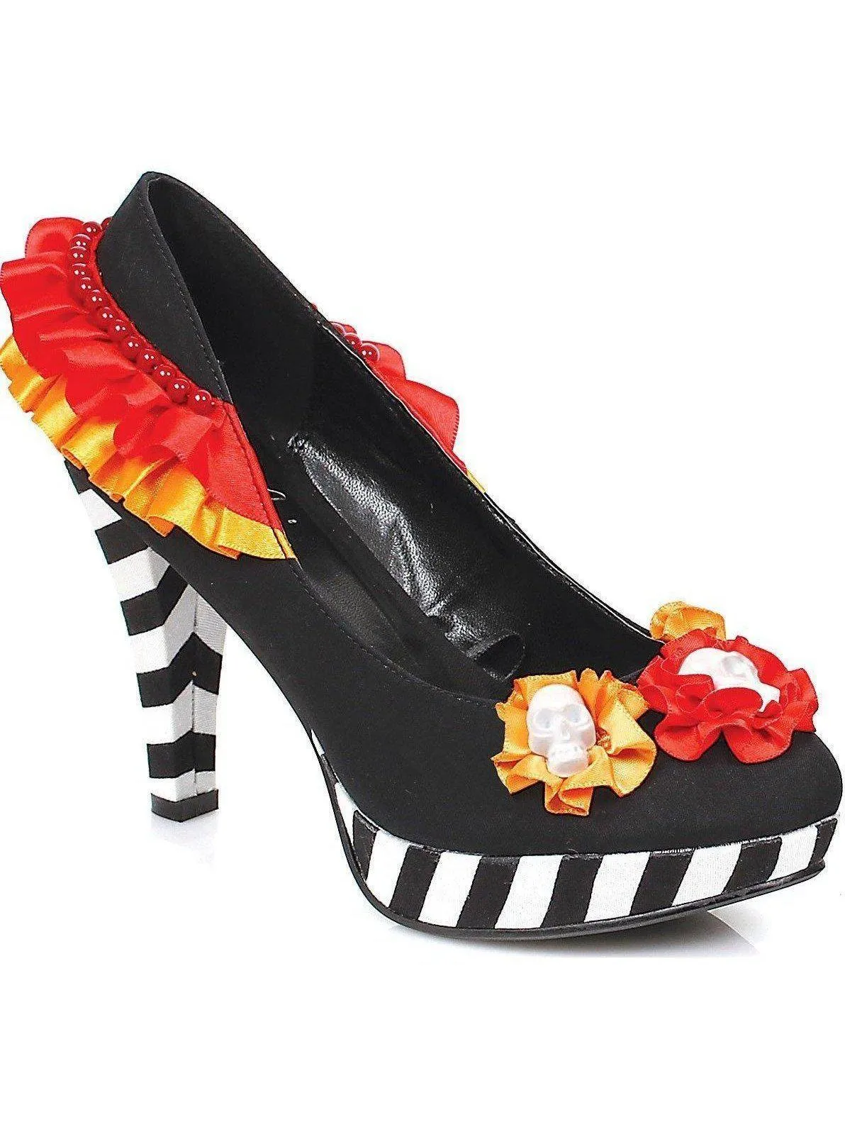 Ellie Shoes E-414-Dia 4" Heel Woman's Flower with Skull Costume Pump.