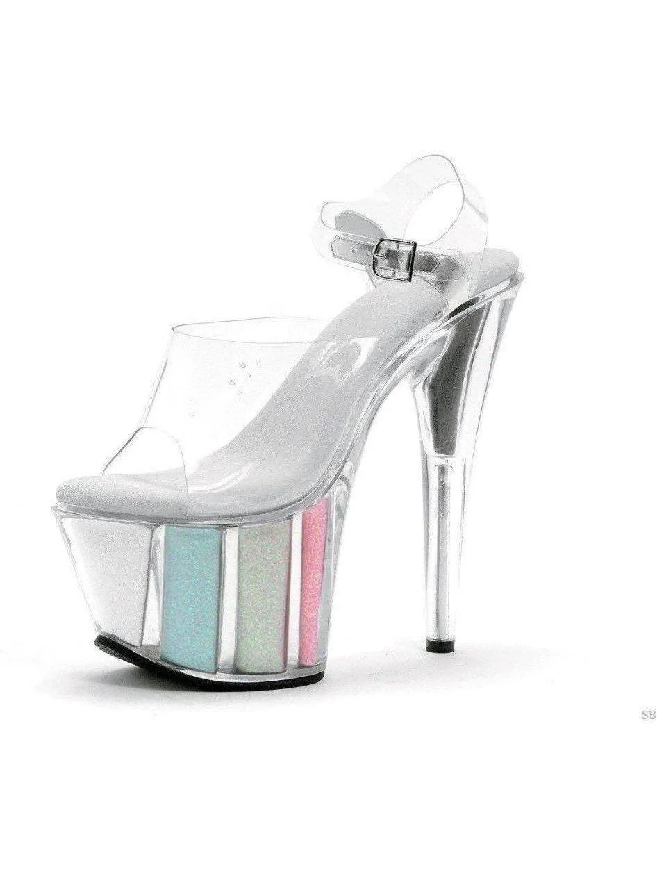 Ellie Shoes E-709-Glitter 7" Women's Pointed Stiletto Sandal With Glitter In Platform.