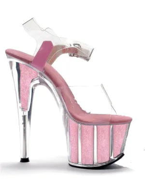 Ellie Shoes E-709-Glitter 7" Women's Pointed Stiletto Sandal With Glitter In Platform.