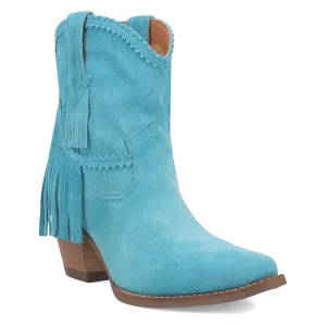 Fandango Blue Suede Leather & Fringe Bootie (DS)