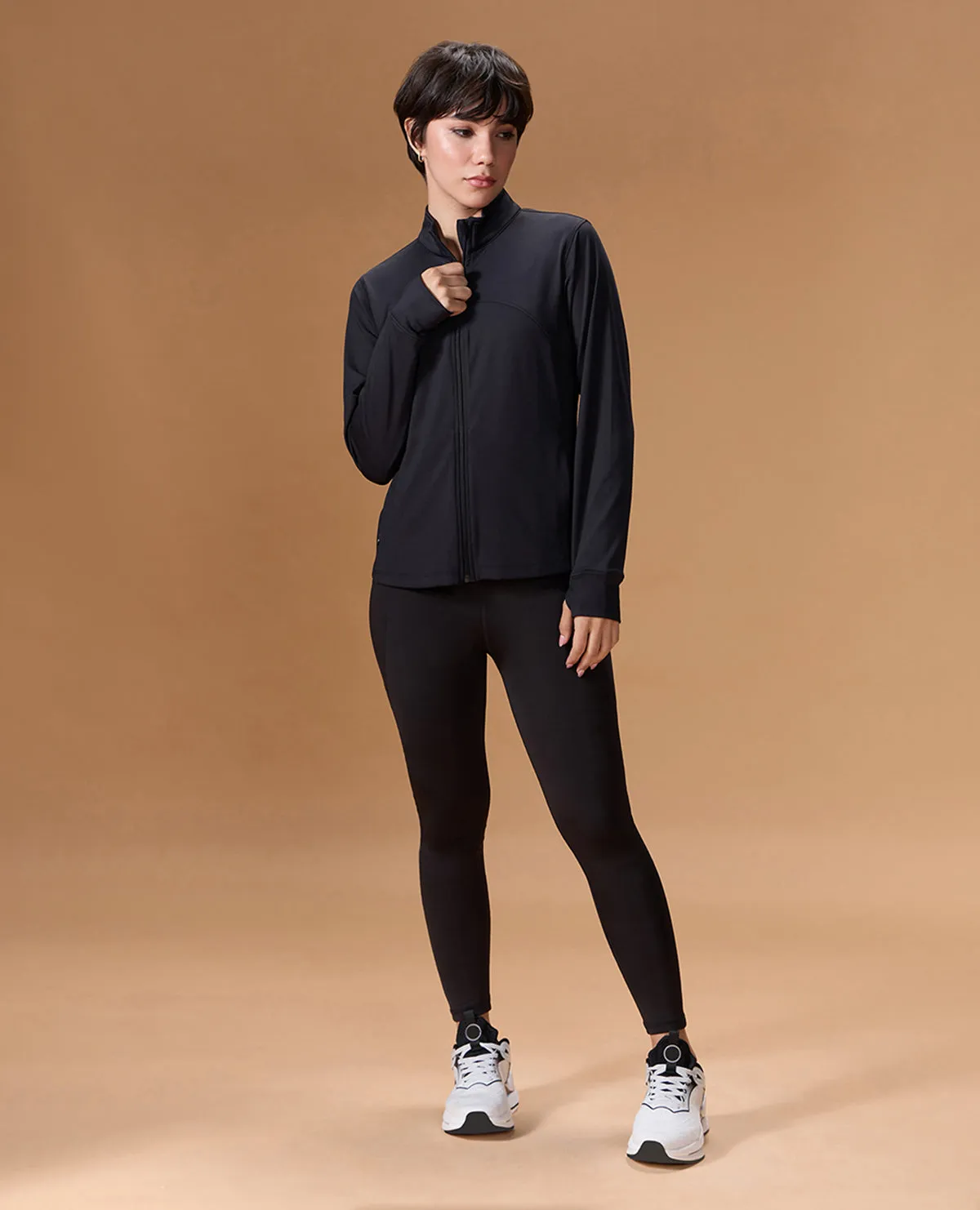 Gym Training Jacket in Second SKN Fabric Black