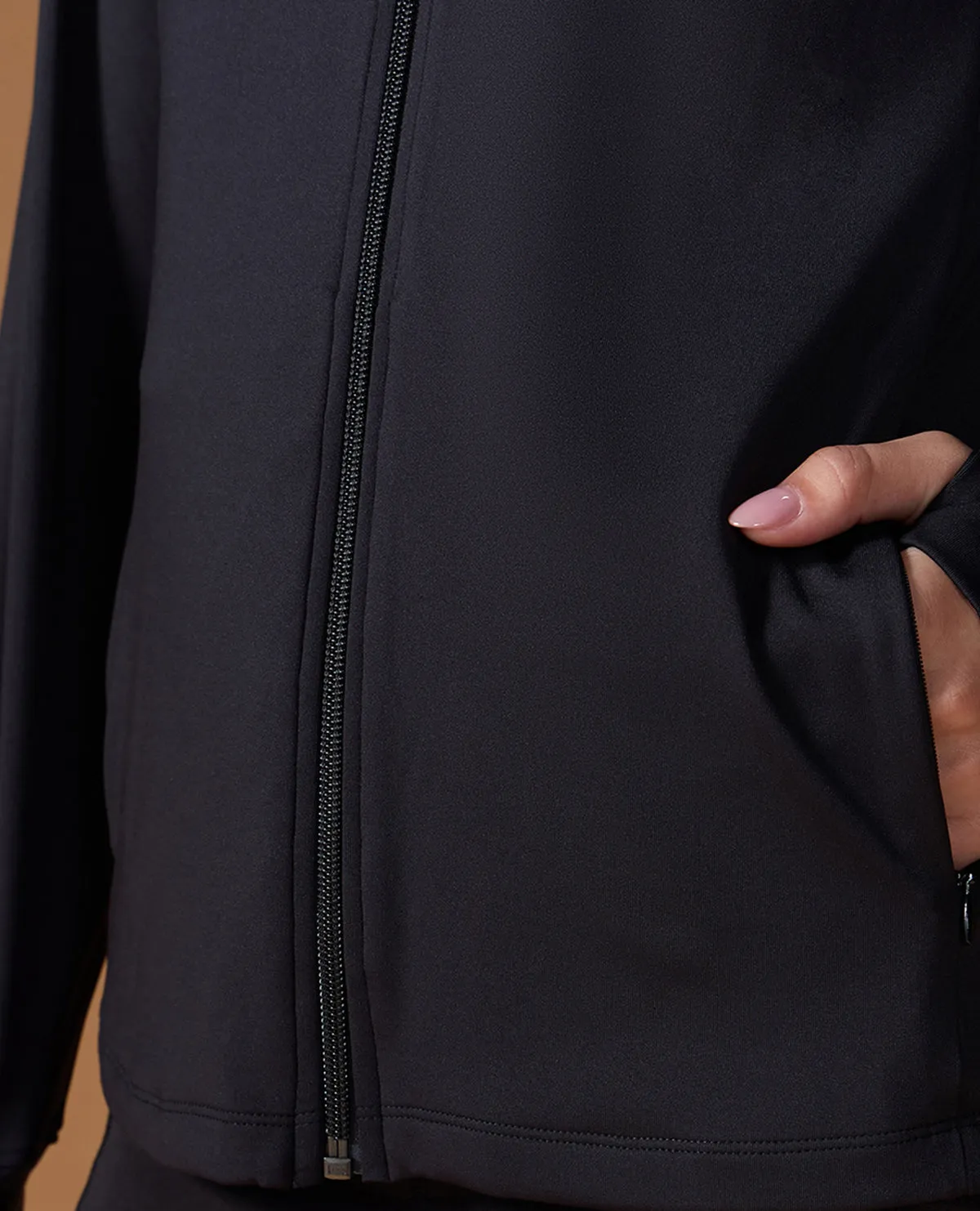 Gym Training Jacket in Second SKN Fabric Black