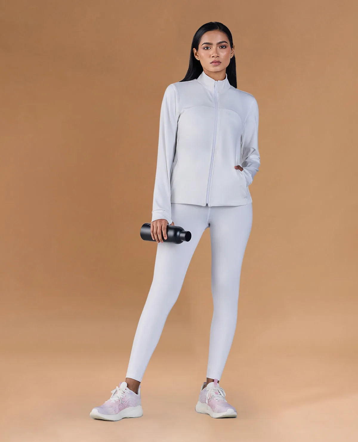 Gym Training Jacket in Second SKN Fabric White