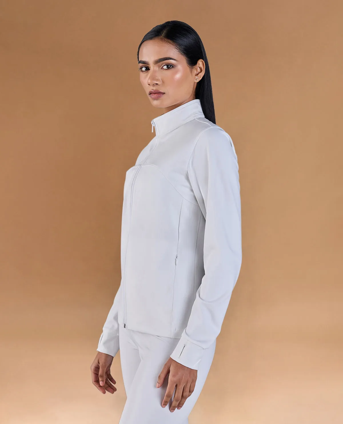 Gym Training Jacket in Second SKN Fabric White