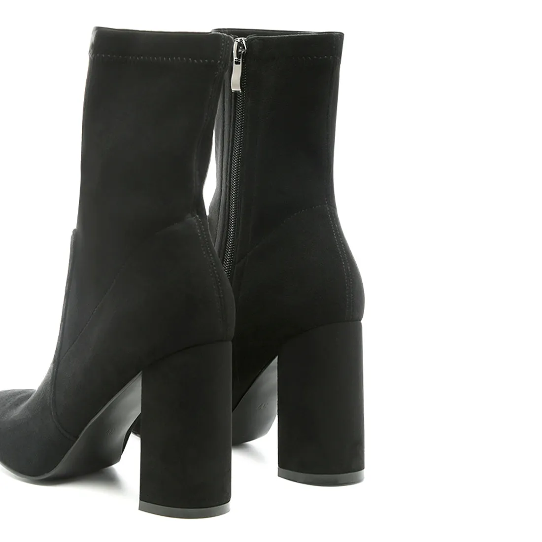 High Block Heeled Boots in Black