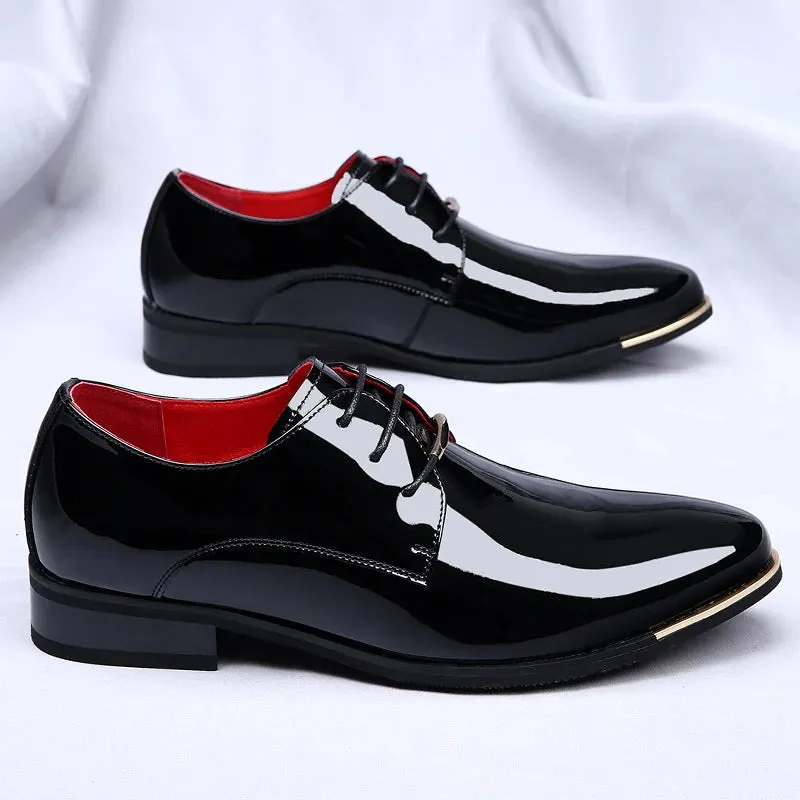 Hnzxzm Trending Italian Patent Leather Shoes Men Business Shoes Lace Up Oxfords Plus Size Male Wedding Party Shoes Men Leather