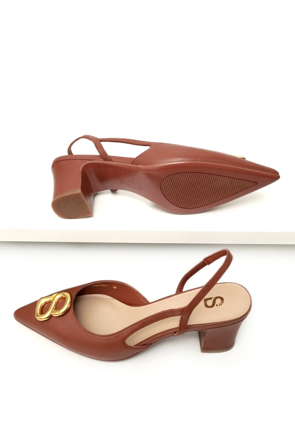 Kylie Mid Heel Shoes - Caramel