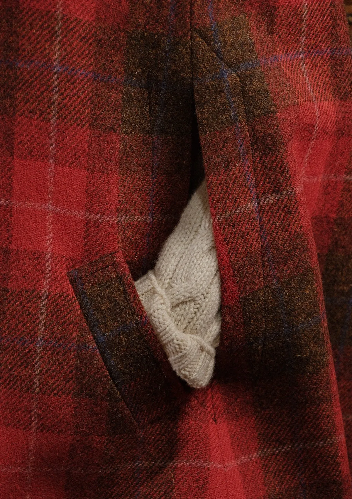 Ladies Amélie Harris Tweed Cape - Red Tartan