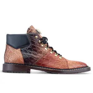 Mauri Sinner 4995 Men's Shoes Multi Brown Exotic Alligator Demi Boots (MA5463)