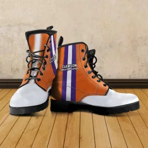 #MoreTigerPushUps Clemson Fan Faux Leather 7 Eye Lace-up Boots
