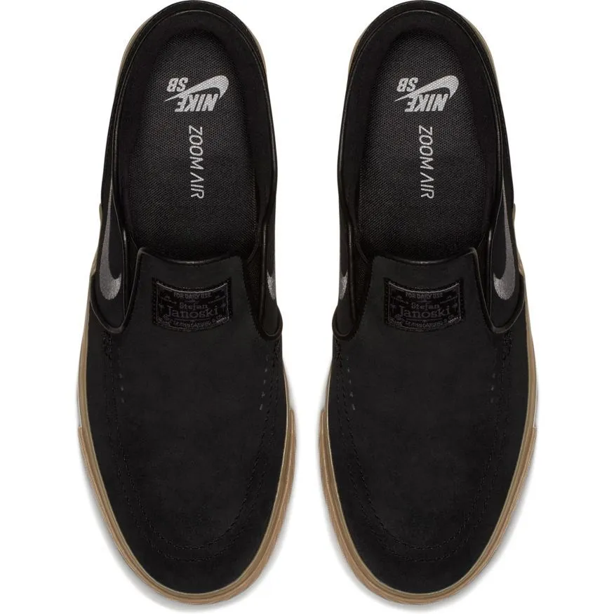 Nike SB Janoski Slip Skate Shoe - Black/Gun Smoke - Gum Light Brown