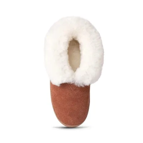 Old Friend Footwear Women's Bootee Slippers- Chestnut
