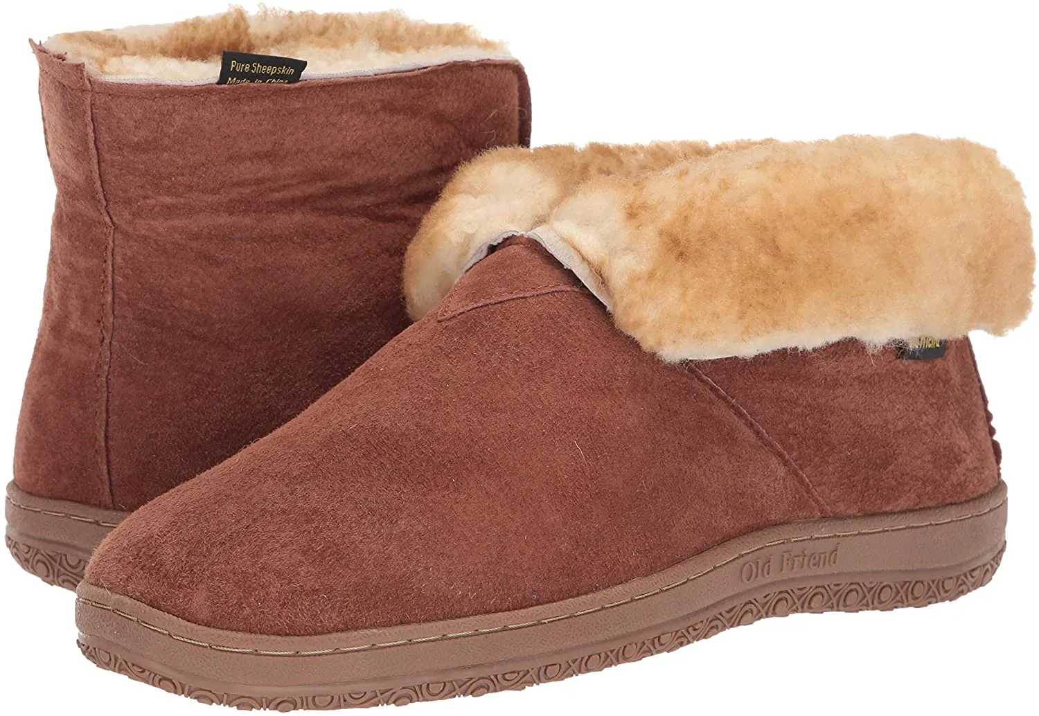 Old Friend Footwear Women's Bootee Slippers- Chestnut