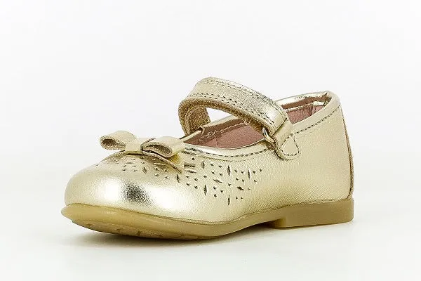 Pablosky Kids Champagne Gold Leather MJ Bow Shoe - 094280