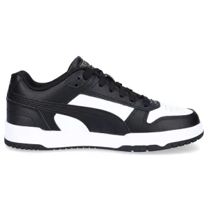 PUMA RBD GAME LOW LIFESTYLE SHOES FOR MEN, PUMA BLACK & PUMA WHITE & PUMA TEAM GOLD
